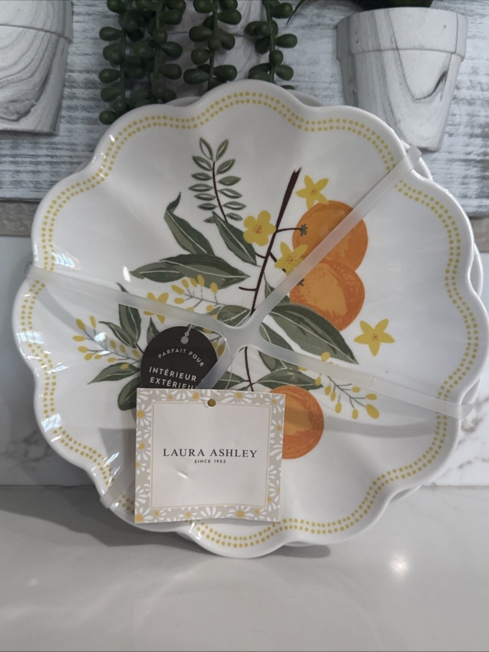 Laura Ashley Melamine Orange Print Set Of 4 Salad Plates